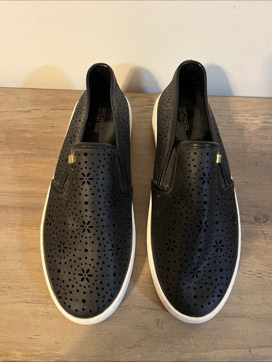 Michael Kors Shoes - Michael Kors Black Perforated Slip-On Sneakers with White Sole